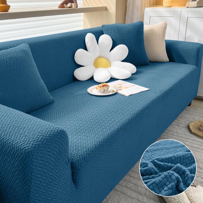 Stripe Jacquard Sofa Cover - Zink