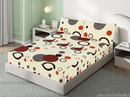 Mat Printed Quilted Ultrasonic 100% Waterproof Mattress Cover For Double Bed Fitted Mattress Protector Anti Sleep Bed Sheet With Pillow Cover ( Multi circle )