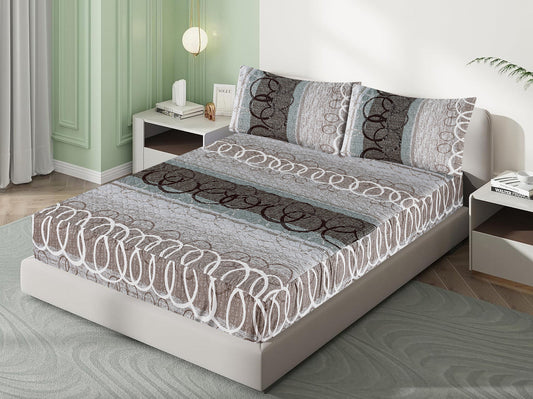 Mat Printed Quilted Ultrasonic 100% Waterproof Mattress Cover For Double Bed Fitted Mattress Protector Anti Sleep Bed Sheet With Pillow Cover ( Pyramid  circle )