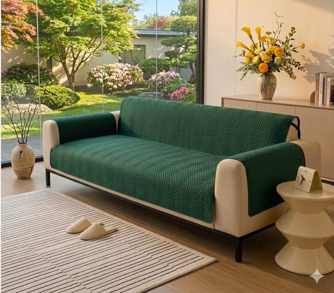 NEW MAT ULTRASONIC SUPER SOFT SOFA COVER (GREEN)